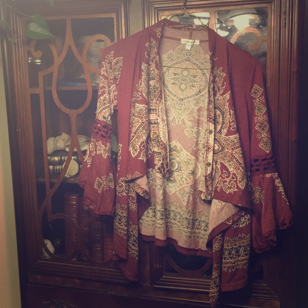 Boho bell sleeve open cardigan
